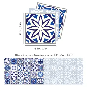 Walplus Blue Grace Mediterrranean Combo Tile Stickers