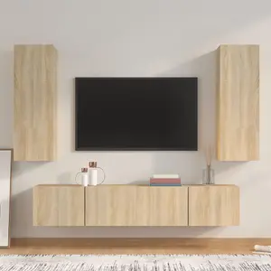 Berkfield 4 Piece TV Cabinet Set Sonoma Oak Engineered Wood