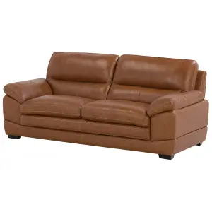 3 Seater Leather Sofa Golden Brown HORTEN