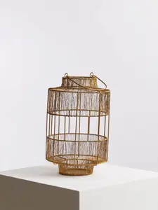 Interiors by Premier Gold Wire Lantern, Modern Decorative Candle Holder, Open Structure Design for Light, Elegant Home Décor Piece