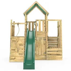 Rebo Modular Wooden Climbing Frame Adventure Playset - M21 with Ramp & Den