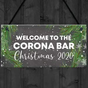 Welcome To The Corona Bar Sign Home Christmas Decor Home Bar Sign Lockdown Gift