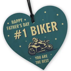 Red Ocean Fathers Day Gift For Biker Motorbike Gift For Dad Grandad Wood Heart Sign Gift For Him