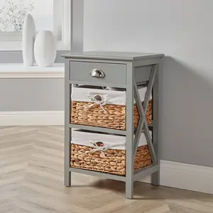 Frahm 3 Drawer Bedside Table Grey