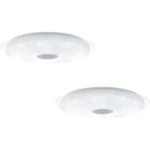 2 PACK Wall Flush Ceiling Light White Shade White Silver Crystal Effect LED 40W