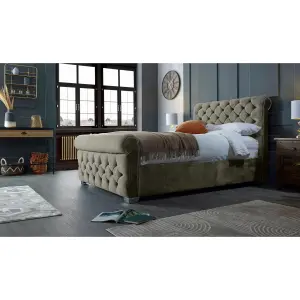 Veneta Plush Velvet Grey Bed Frame