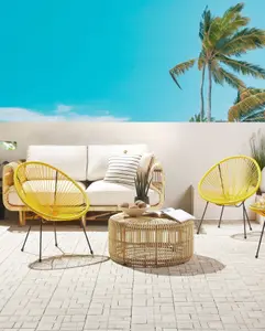 Set of 2 Garden Chairs ACAPULCO II PE Rattan Yellow