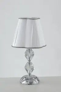 Luminosa RIFLESSO Table Lamp with Round Tapered Shade Chrome, Crystal 25x47cm