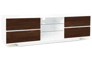 Homeology Avitus Premium High Gloss White with 4-Walnut Drawers and 2 Shelves up to 65" LED/OLED/LCD TV Cabinet