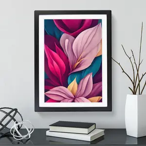 Snazzy Flowers - Single Picture Frame Print Black / 34cm H x 25cm W x 2cm D