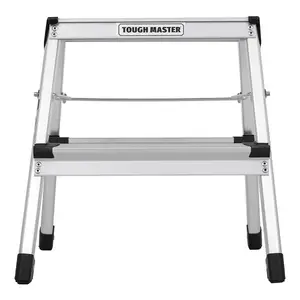 TOUGH MASTER Folding Step Ladder Double-Sided 2 Step Aluminium Step Stool with Anti-Slip Feet - 150 Kiliograms (TM-FSS2)