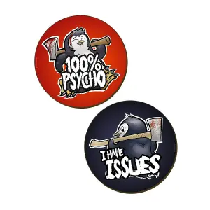 Psycho Penguin 4 Piece I Have Issues Coaster Set Multicoloured (One Size)