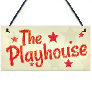 Red Ocean Childs The Playhouse Bedroom Playroom Sign Hanging Wall Plaque Son Daughter Gift For Kids