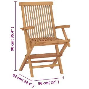 Berkfield Folding Garden Chairs 2 pcs Solid Teak Wood