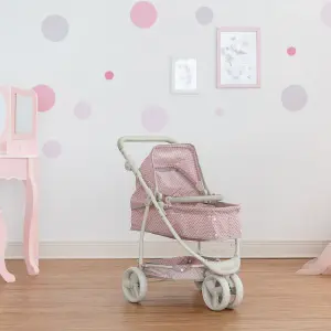 Teamson Kids Polka Dots Princess 2-in-1 Baby Doll Stroller, Pink