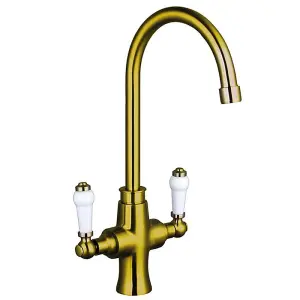 Aquarius TrueCook Series 2 Brushed Gold Two Handle Kitchen Mixer Tap AQTK002BG