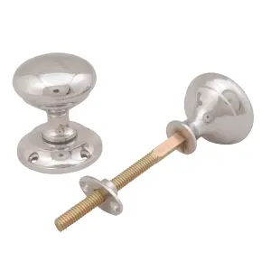 Polished Chrome effect Zamak Round Door knob (Dia)54mm, Pair