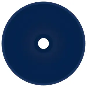 Belfry Bathroom Yogi 325mm L x 325mm W Ceramic Circular Countertop Basin Sink Dark Blue