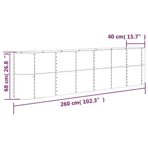 Berkfield Garden Planter Powder-coated Steel 260x40x68 cm Green