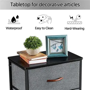 Yaheetech Fabric Chest of Drawers with 3 Drawers Dark Grey