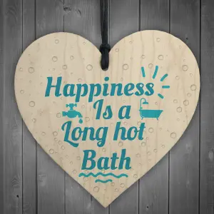 Red Ocean Long Hot Bath Bathroom Toilet Sign Wooden Hanging Heart Shabby Chic Door Plaque Sign Home Gift