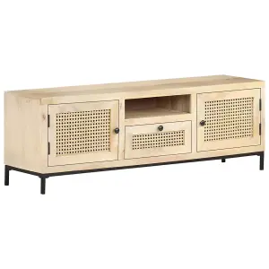 Berkfield TV Cabinet 120x30x40 cm Solid Mango Wood and Natural Cane