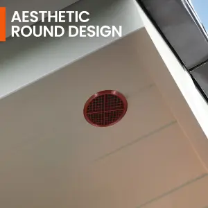 Pack of 25 Brown Plastic 68mm Round Soffit Air Vents Push in Roof and Eave Circular Mesh Air Vents