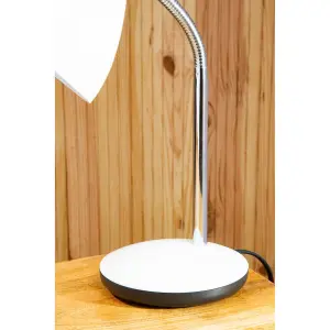 Interiors by Premier White Table Lamp for Work Desk, Desk Lamp with Conical Lamp Head, Long Lasting Iron Bedside Lamp