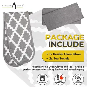 Penguin Home 3 Piece Oven Glove & Tea Towel Set