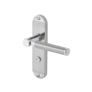 Colours Brigg Satin Nickel effect Aluminium & steel Straight Bathroom Door handle (L)132.8mm