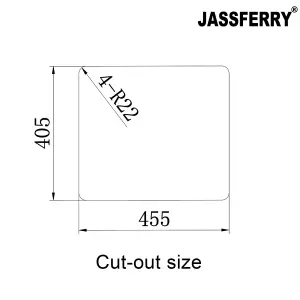 JASSFERRY Undermount Stainless Steel Kitchen Sink 1 Single Deep Square Bowl, 490 x 440 mm