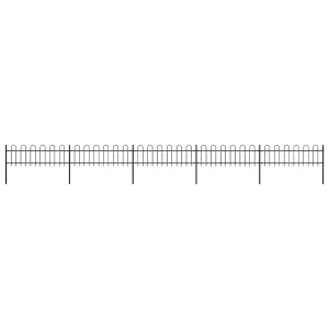 Berkfield Garden Fence with Hoop Top Steel 8.5x0.6 m Black