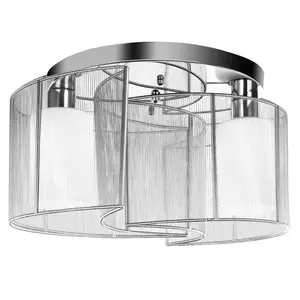 Glass Flush Mount Silver