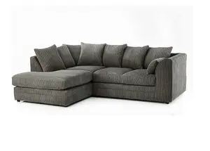 Chicago Jumbo Cord Left Hand Facing Corner Sofa Grey