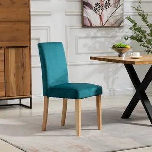 Maiolo Velvet Dining Chairs - Set of 2 - Teal