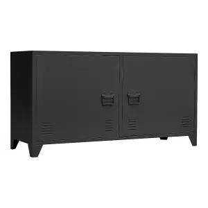 Black 2 Doors Adjustable Shelves Metal File Cabinet Tv Stand Side Cabinet for Home and Office 119cm