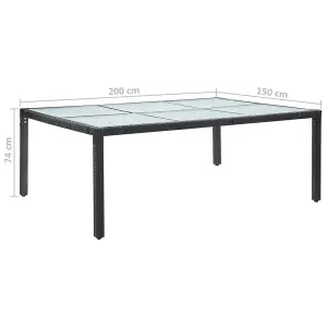 Berkfield Outdoor Dining Table Black 200x150x74 cm Poly Rattan