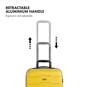 VonHaus Suitcase Set, Mustard 3pc Wheeled Luggage, ABS Plastic Carry On or Check in Travel Case, Hard Shell w/ 4 Spinner Wheels