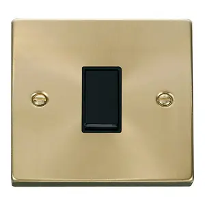 Satin / Brushed Brass 10A 1 Gang 2 Way Light Switch - Black Trim - SE Home