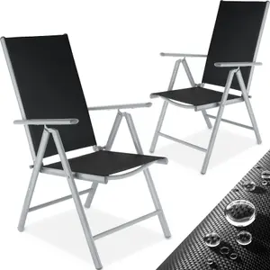 Garden Chairs Marilena - Set of 2, folding, aluminium, 7-position adjustable backrest - silver