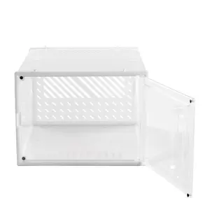 12 PCS White Rectangular Plastic Stackable Shoe Storage Box Shoe Organiser with Magnetic Door