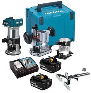 Makita DRT50RTJX2 18v Cordless Brushless Laminate Router Trimmer Plunge Base 5ah