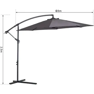 Oakland 300cm Cantilever Parasol Grey