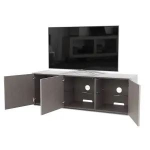 White high gloss SMART large TV cabinet with wireless phone charging and Alexa or app operated LED mood lighting