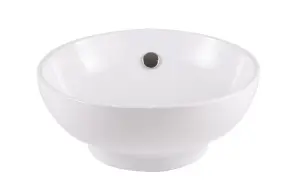 GoodHome Nura Gloss White Round Counter top Basin (W)40cm