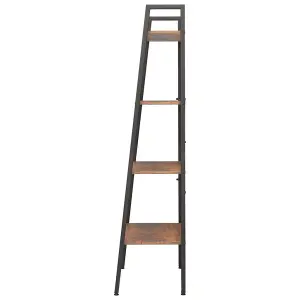 Berkfield 4-Tier Standing Shelf Dark Brown and Black 56x35x140 cm