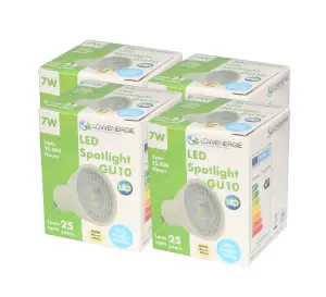 75w Equivalent Brightness GU10 7w LED Spotlight - Warm White - Pack of 4