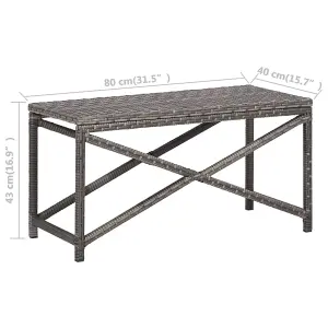 Berkfield Garden Bench 80 cm Poly Rattan Grey