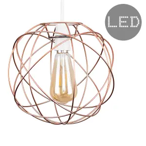 ValueLights Rutherford Copper Ceiling Pendant Shade and B22 Pear LED 4W Warm White 2700K Bulb