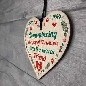 Red Ocean Pet Memorial Christmas Tree Decoration Hanging Heart Bauble Dog Memorial Christmas Decoration Keepsake